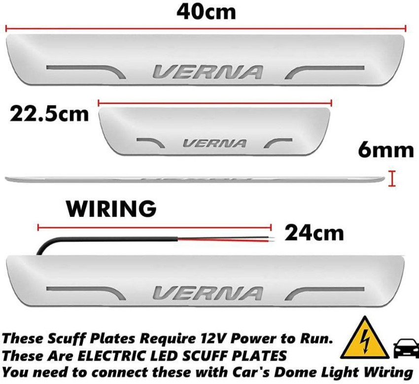 RohanEshop Hyundai Verna car door foot step led sill scuff plate