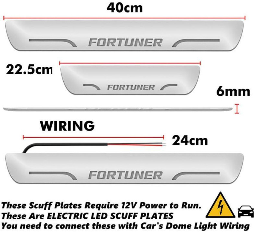 RohanEshop Toyota Fortuner Car door foot step led sill scuff plate