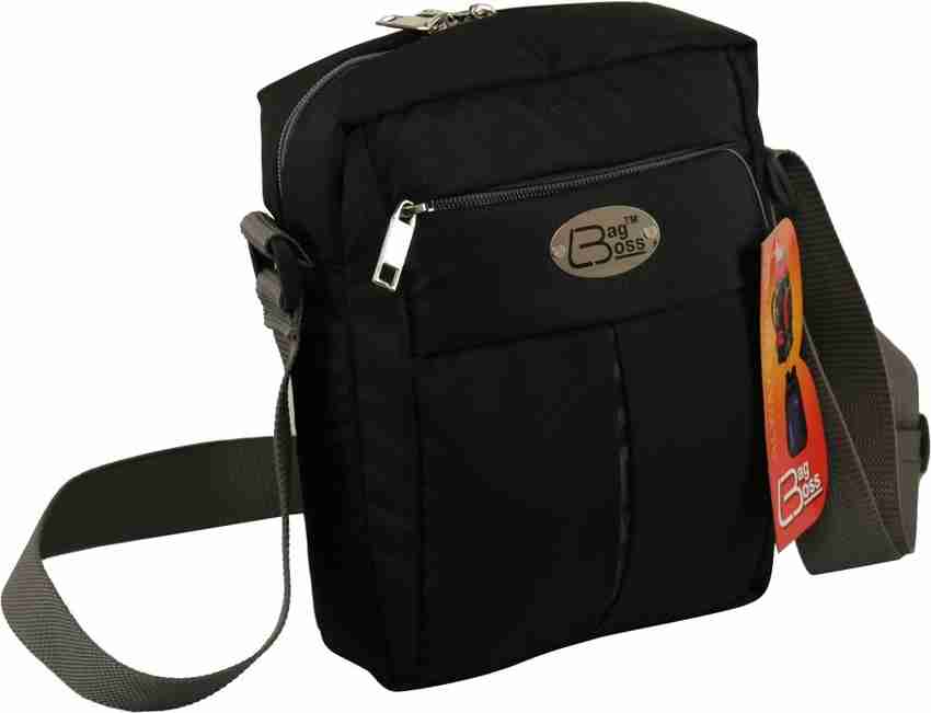 Bag Boss Black Sling Bag For Men With Inner Organizer Black