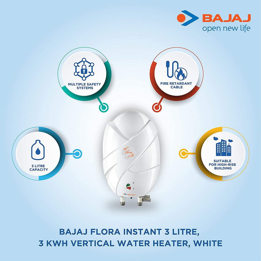 BAJAJ 3 L Instant Water Geyser (FLORA 3L 3KW, White) Price in India - Buy  BAJAJ 3 L Instant Water Geyser (FLORA 3L 3KW, White) online at Flipkart.com