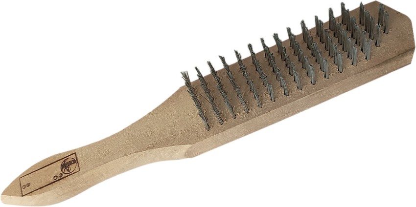 Buy Wire Brush,Stainless Steel Wire Scratch Brush for Cleaning Rust with  14 Long Curved Beechwood Handle,Large Online at desertcartINDIA