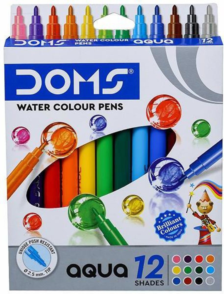 Doms Aqua 24 Shades Watercolour Sketch Pen Set  Unique Push Resistant Tip  With Bright  Intense Colors  NonToxic  Safe For Kids  Colourful  Sketching Doodling  Mandala Art 