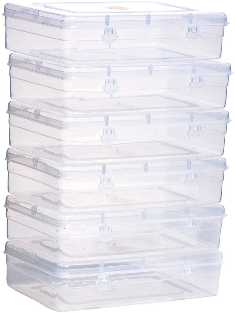 SHD COLLECTIONS Plastic Medium Storage Boxes (Multi, Standard Size 17 x 12  x 4 cm) - Set of 6 Storage Box