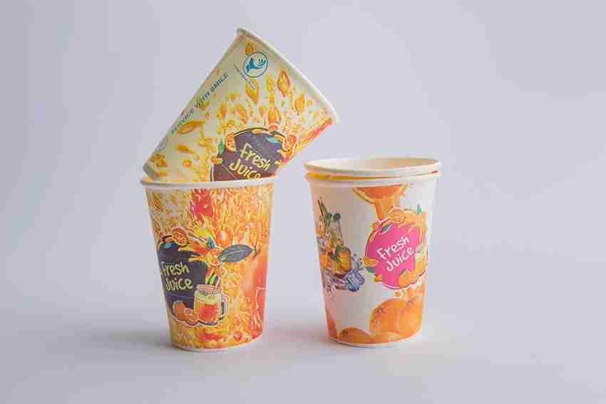 Multicolor Printed Disposable Paper Glasses, Size: 200 ML