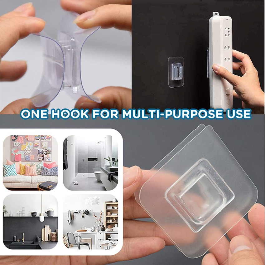 20Pairs Double Sided Adhesive Wall Hooks Clear Sticking Hook Self Adhesive  Hooks