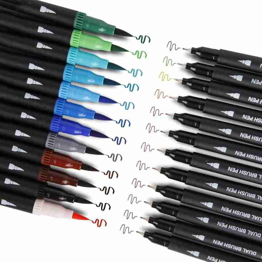 Dual Brush Markers for Adult Coloring Books 24 Colored Journal Planner Pens  Fine Point Marker for Art School Office Supplies Bullet Journaling Note  Taking Drawing