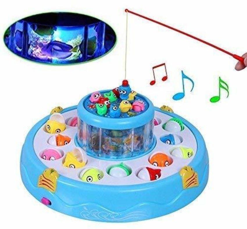 Qbik Go Go Fishing Catching Game with 26 Fishes, 2 Rotary Fish Pond and 4  pods with Music and Light Function Magnetic Toy (Multicolor) - Go Go Fishing  Catching Game with 26