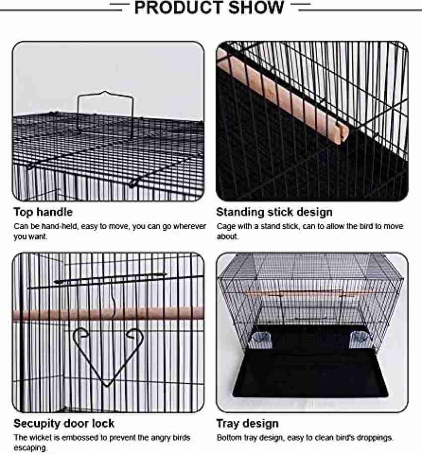 Petzlifeworld 2 Feet Black Birds Cage With Side Opening for