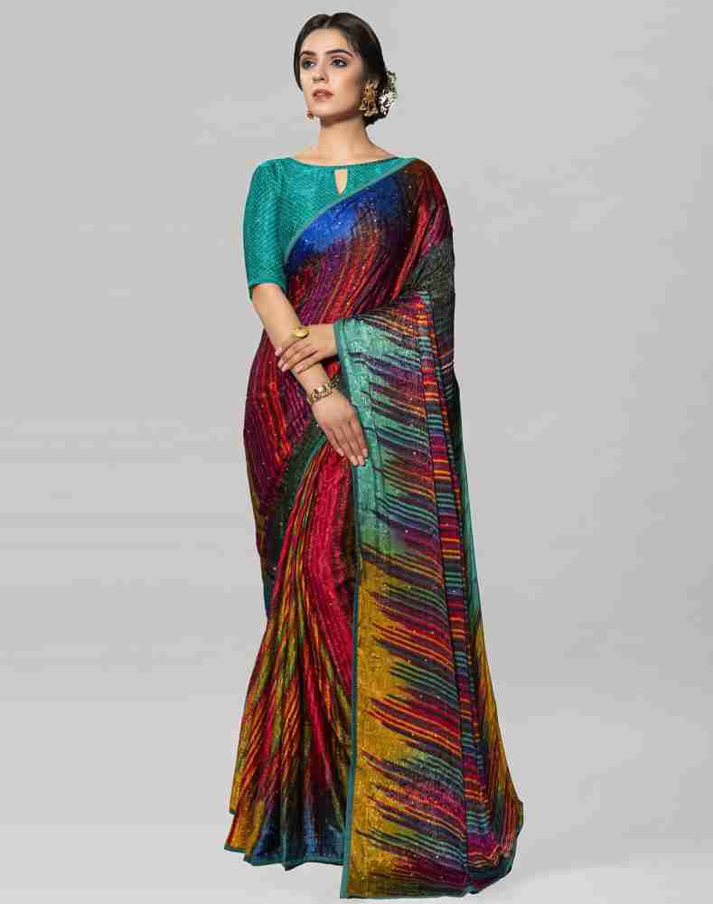 Buy SAYAN CREATION Color Block Bollywood Pure Cotton Multicolor