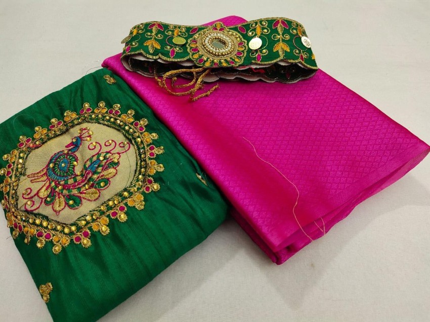 Buy HappiLey Embroidered Bollywood Art Silk Multicolor, Green