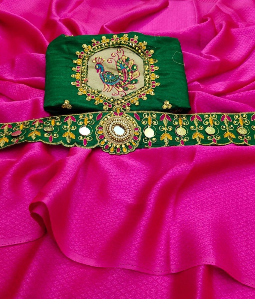 Buy HappiLey Embroidered Bollywood Art Silk Multicolor, Green