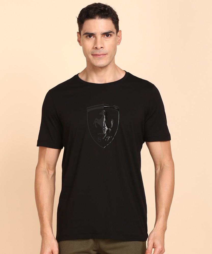 PUMA Printed Men Round Neck Online Prices Best T-Shirt at Men Round Printed India T-Shirt PUMA in - Black Buy Neck Black