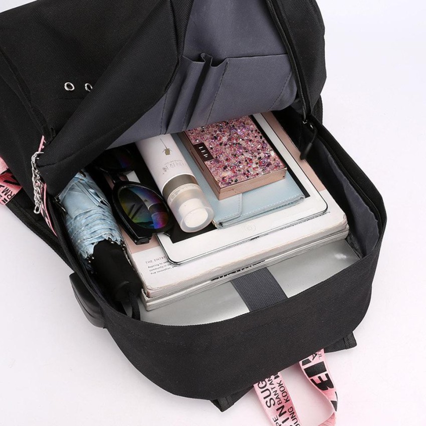 Fancyku Kpop BTS Bangtan Boys Casual Backpack Daypack Laptop Bag School Bag  Bookbag Shoulder Bag with USB Charging Port(Black 3)