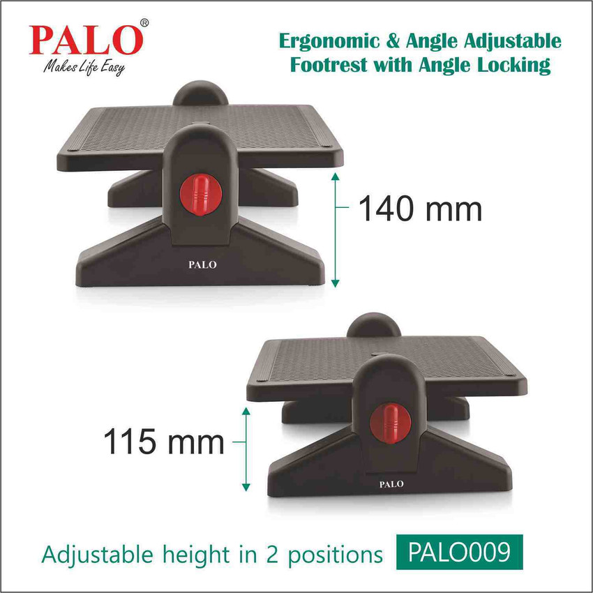 Height and angle adjustable footrest outlet
