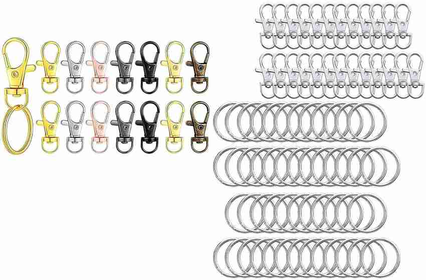 DIY Crafts Snap Hooks with Key Rings, Metal Lanyard Keychain Hooks