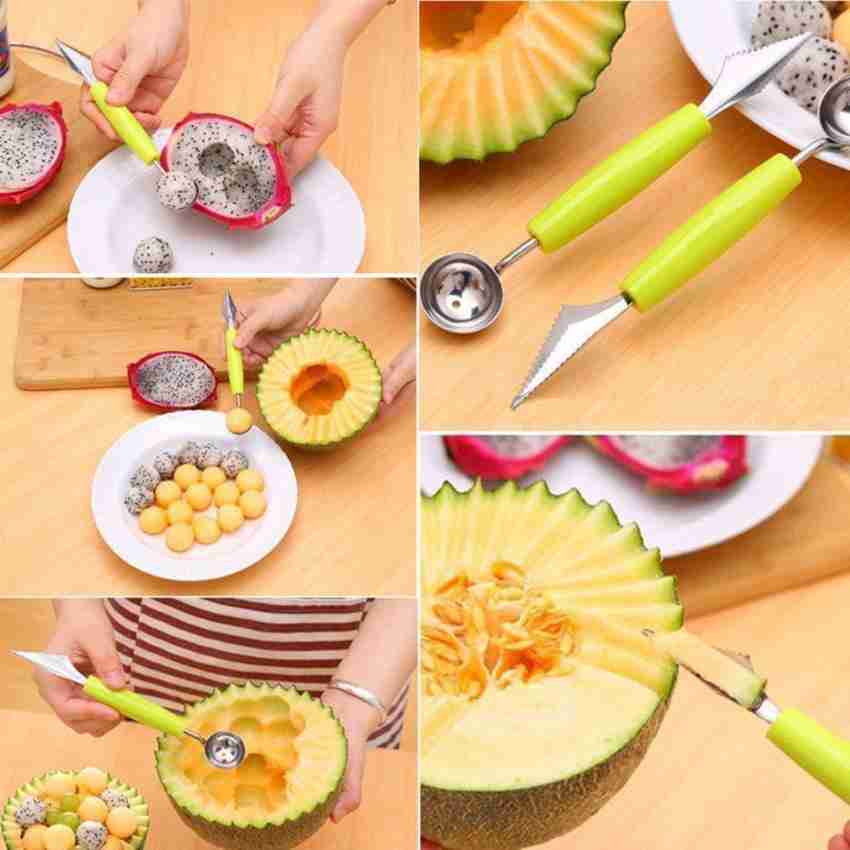 3pcs/Set Stainless Steel Watermelon Fruit Carving Tools, Cantaloupe Scoop &  Slicer