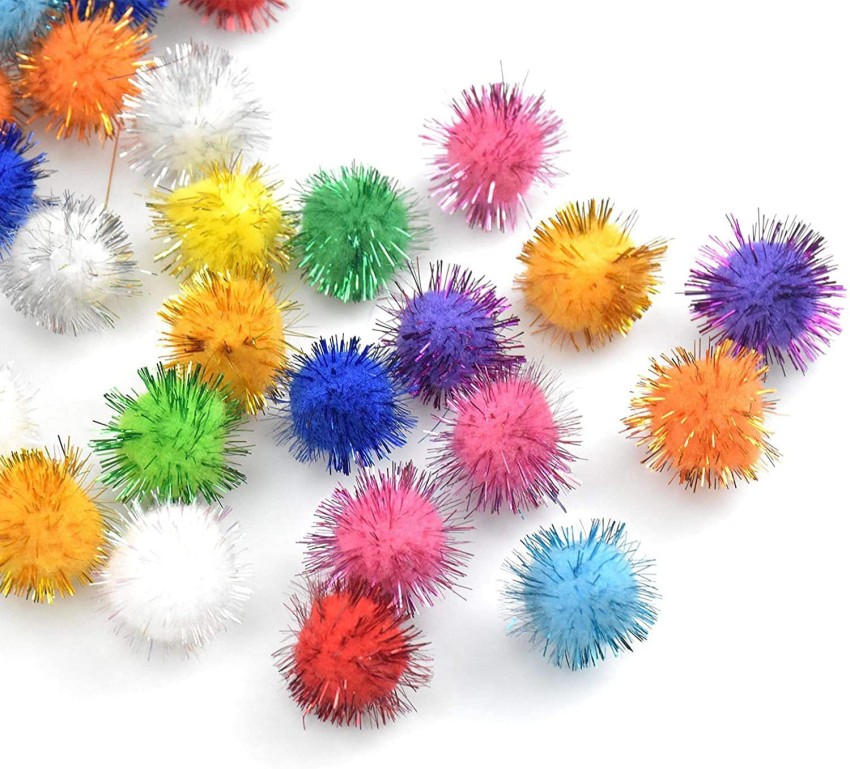 120 Pieces Cat Toys Balls Assorted Color Cat Glitter Pom pom Balls
