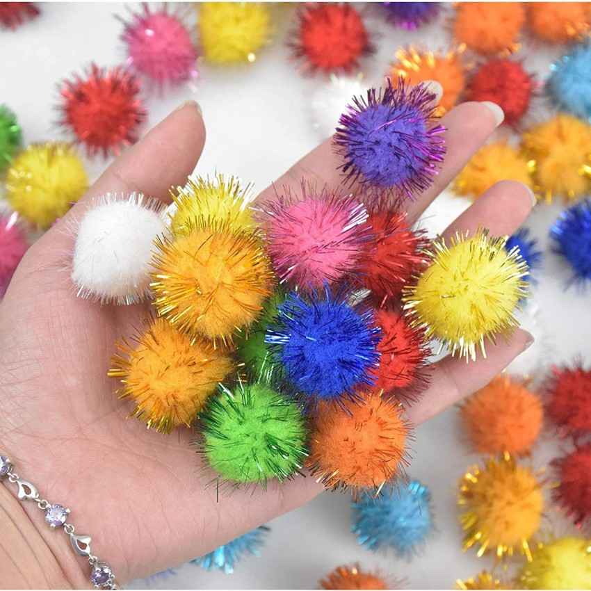 120 Pieces Cat Toys Balls Assorted Color Cat Glitter Pom pom Balls