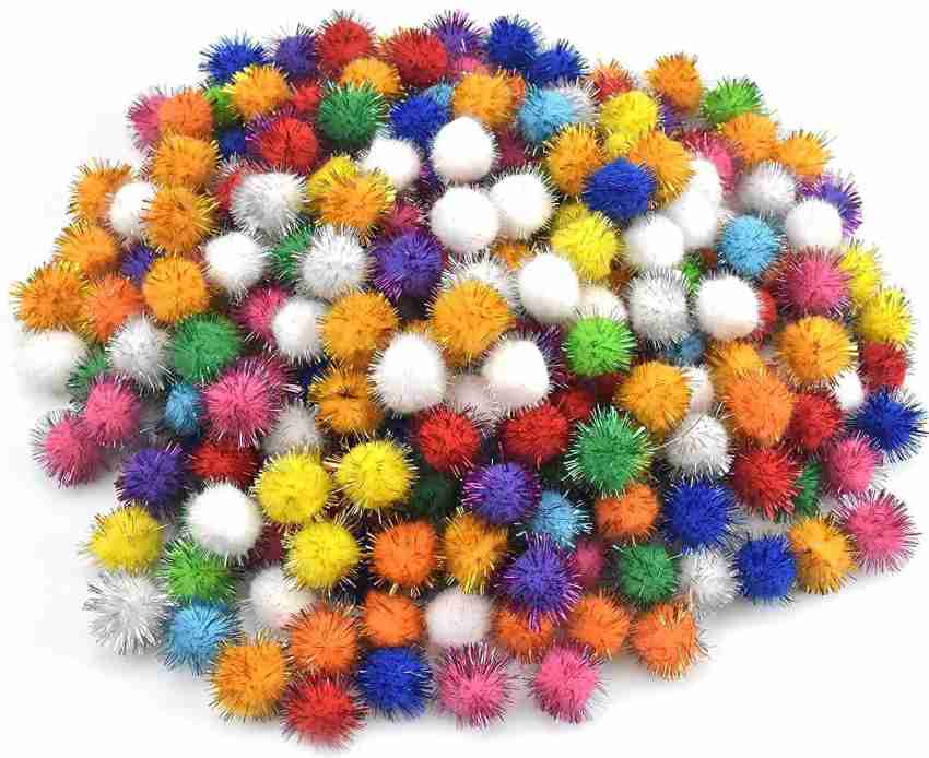 Psb Pompoms Balls Tinsel Pom Poms Cat Pompom Ball Cat Interactive Toy Soft  Colorful Craft Poms Ball for Cat Pet Playing Kids Art and Craft Material in  Assorted Color, 2.5cm Price in