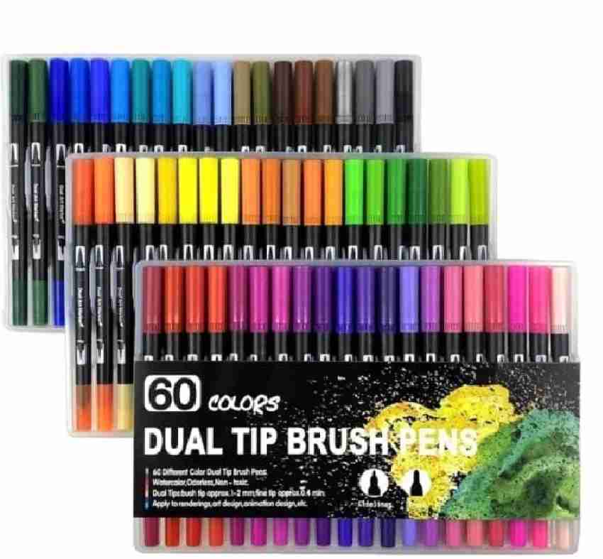 Hethrone 60 Colors Dual Tip Brush Pens – HETHRONE