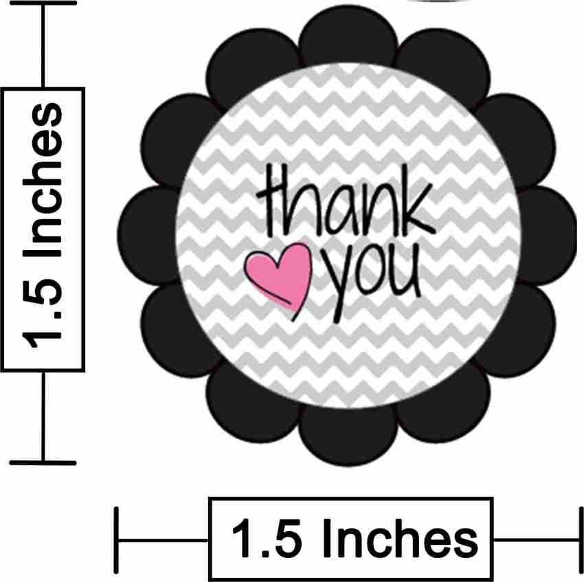 20 Stickers - Thank You Heart - Black on White