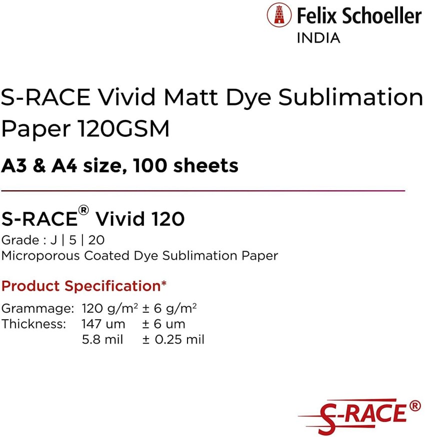 S-Race Sublimation Paper (13x19) Size 120gsm, GSM: 120 - 150 at Rs 890/pack  in Nagpur