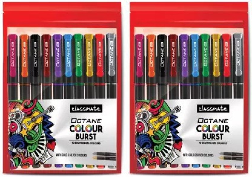 Set of 10 Classmate Octane Colour Burst Gel Pen