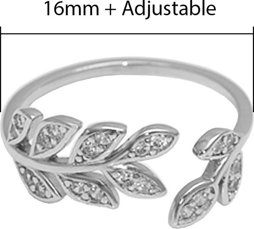 925 Silver Plated Zircon Ring Adjustable Leaf Finger Ring Womens Wedding  Jewelry