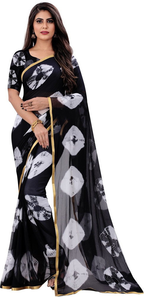 Buy KV Fashion Printed Bollywood Chiffon White Sarees Online