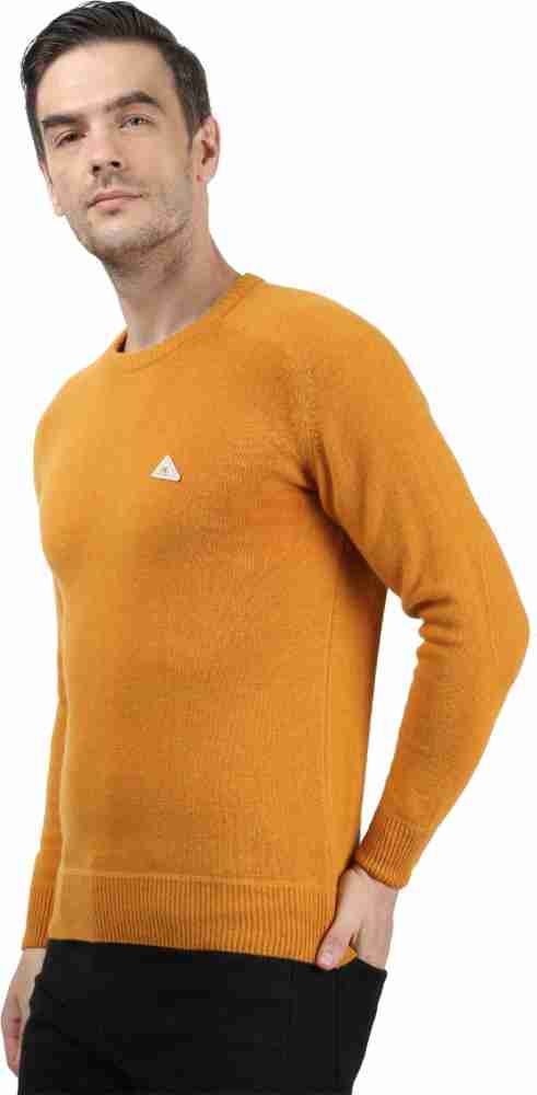 MONTE CARLO Solid Round Neck Casual Men Yellow Sweater - Buy MONTE CARLO  Solid Round Neck Casual Men Yellow Sweater Online at Best Prices in India