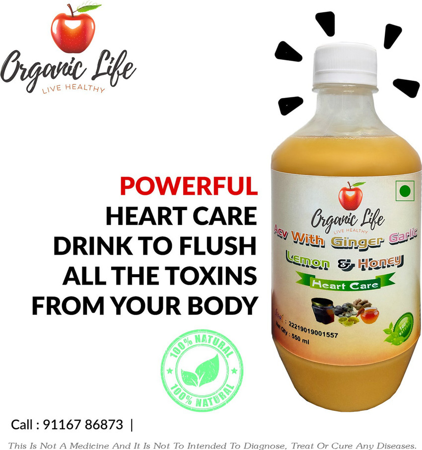 Organic life Apple Cider Vinegar With Ginger Garlic Lemon Honey