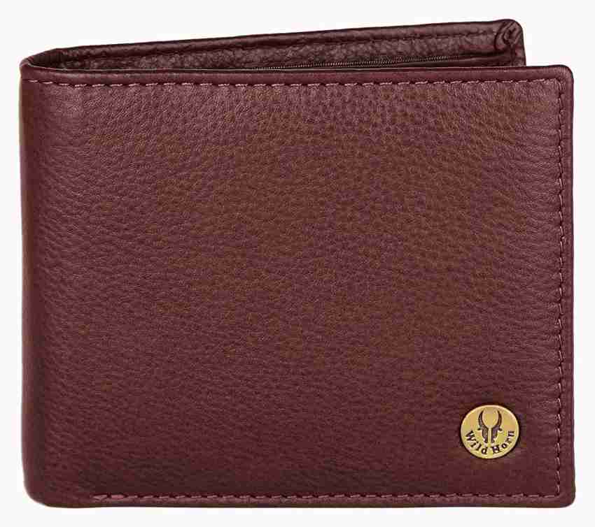 WILDHORN Men Casual Brown Genuine Leather Wallet maroon Price in