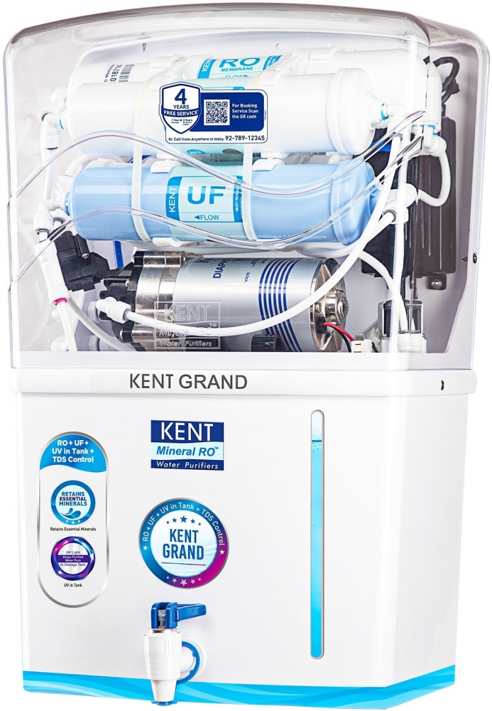 KENT Supreme RO Water Purifier | 4 Years Free Service| Multiple  Purification Process | RO + UF + TDS Control + UV LED Tank | 8L Tank | 20  LPH Flow