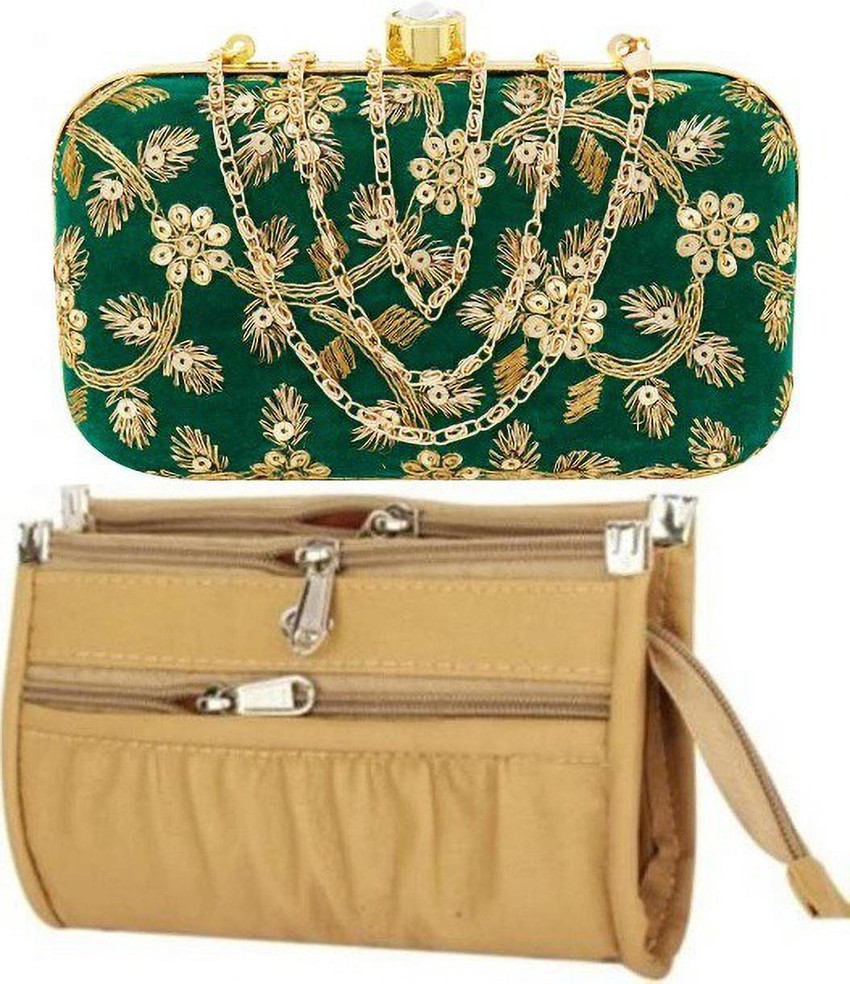 RAPID COSTORE Casual Green Beige Clutch Green Beige Price in