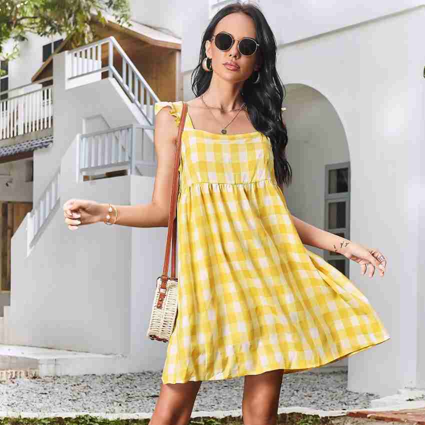 Urbanic Women A-line Yellow Dress - Buy Urbanic Women A-line Yellow Dress  Online at Best Prices in India