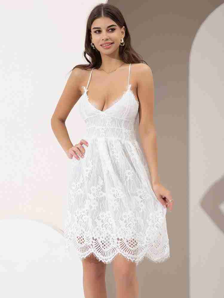 Urbanic Women A-line White Dress - Buy Urbanic Women A-line White Dress  Online at Best Prices in India