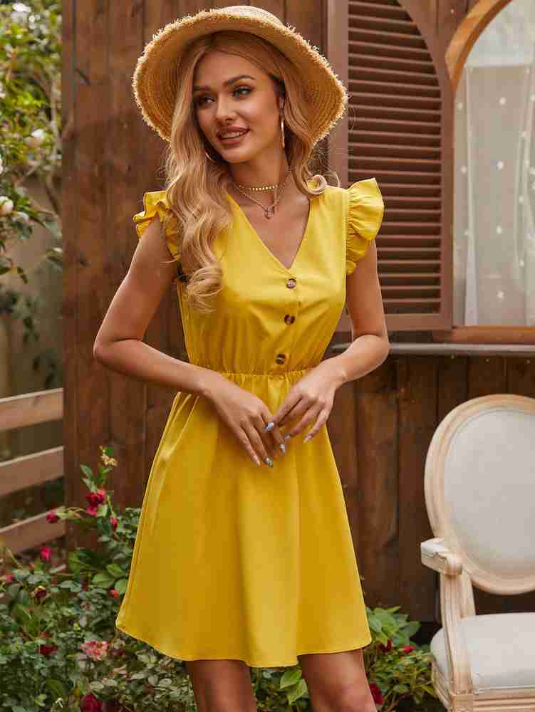 Urbanic Women A-line Yellow Dress - Buy Urbanic Women A-line Yellow Dress  Online at Best Prices in India | Flipkart.com