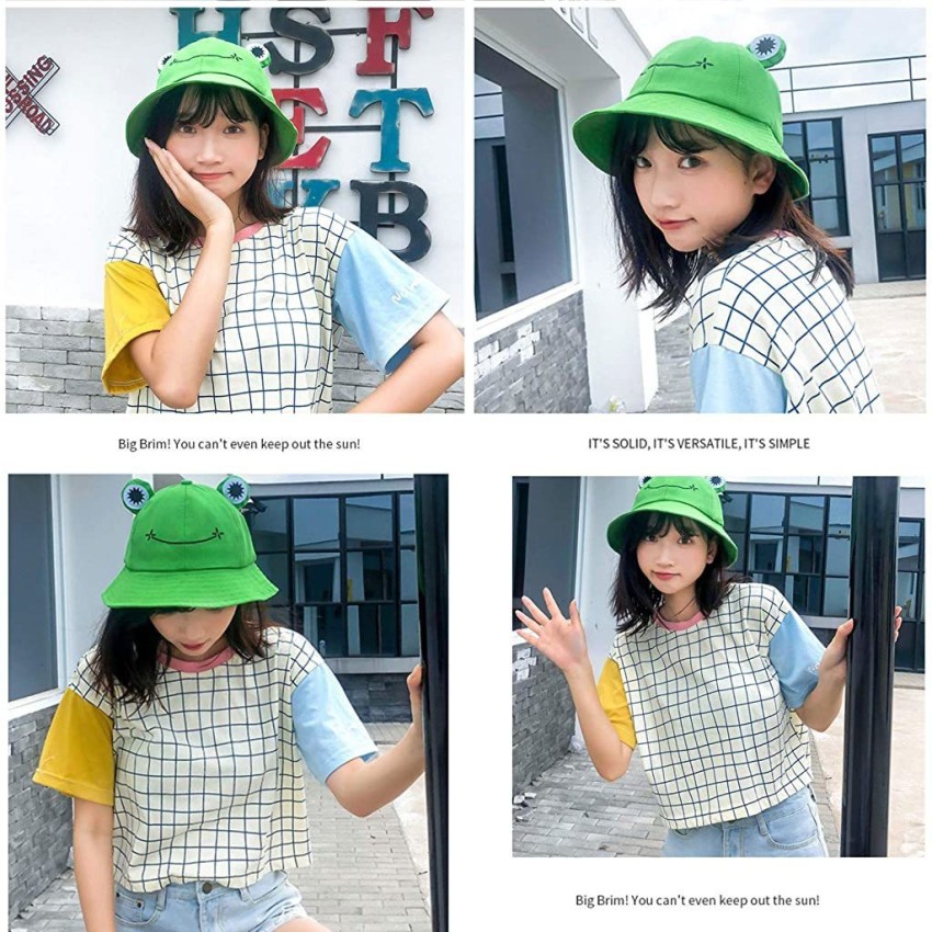 PALAY Bucket Sun Hat for Women Girl Adult Cute Frog Bucket Hat Summer  Outdoor Foldable Fisherman Hat (Green) at Rs 502.00, Gurugram