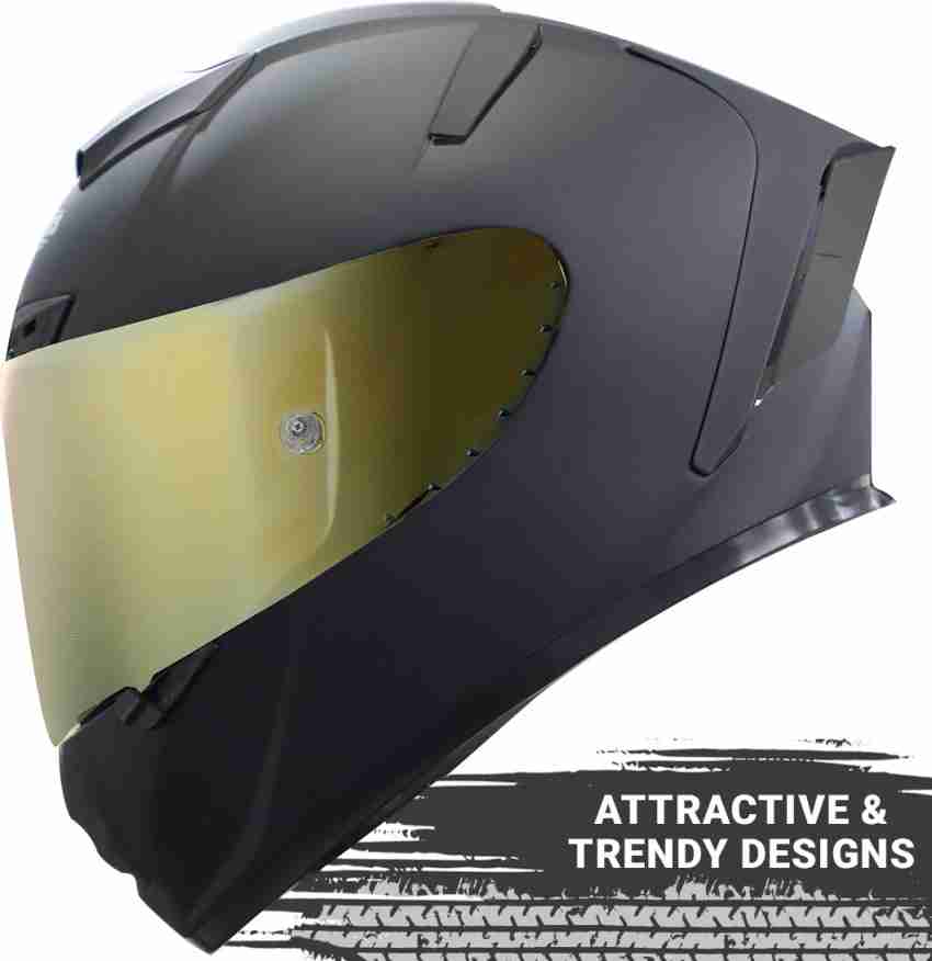 Black helmet best sale with gold visor