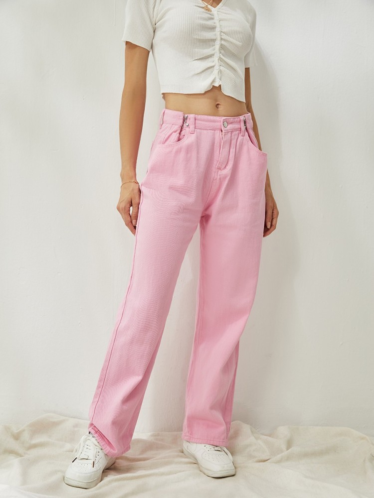 Light Pink High Waist Wide Leg Jeans  Pink Jeans – MOD&SOUL - Contemporary  Women's Clothing