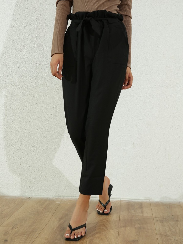 Urbanic Women Black Trousers  Buy Urbanic Women Black Trousers Online at  Best Prices in India  Flipkartcom