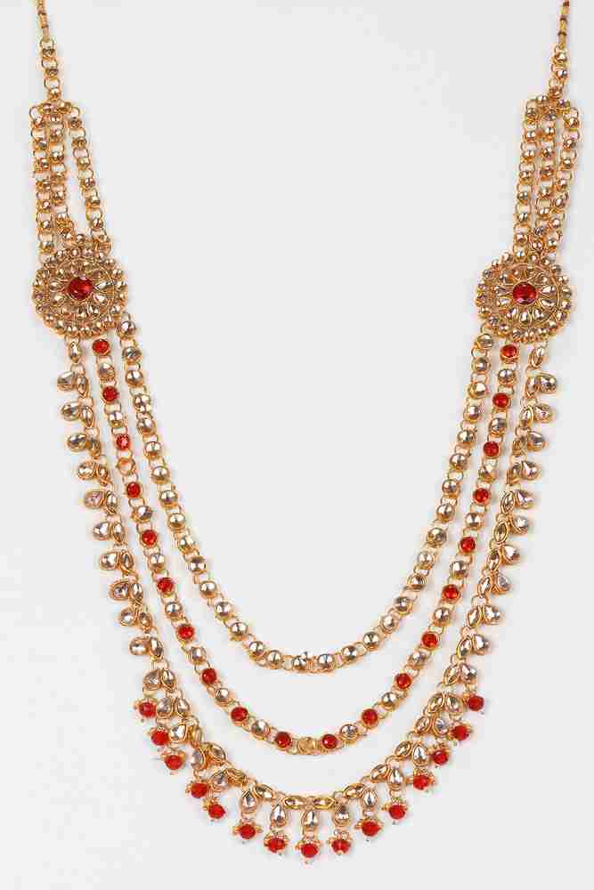 DULHAN SET Shell Gold plated Red Jewellery Set Price in India