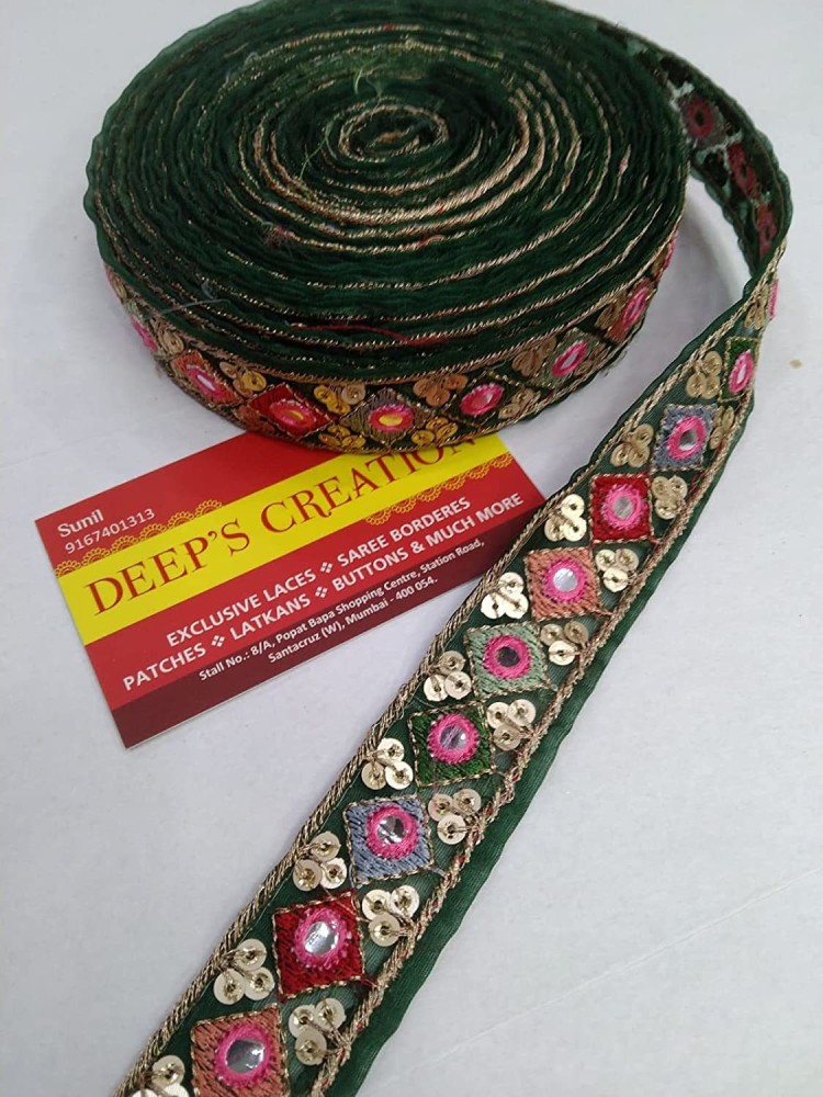 Borders Cotton Fabric Handmade Lace Reel with Pattern Sequential Work (9M x  Half Inches, Dark Green) Lace Reel Price in India - Buy Borders Cotton  Fabric Handmade Lace Reel with Pattern Sequential