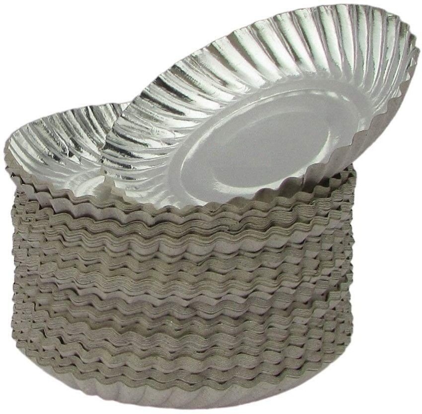 Plain 6 Inch Silver Disposable Paper Plate, Packaging Type: Packet