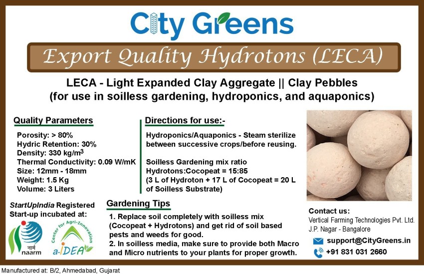 DREAM NURSERY Hydrotons/Leca Balls Clay Balls/Hydroponics/Soil Less  Media/Potting Mix/Landscaping/Decoration for Plants (Size : 8-15 MM) (1  Litre) Fertilizer Price in India - Buy DREAM NURSERY Hydrotons/Leca Balls  Clay Balls/Hydroponics/Soil Less Media