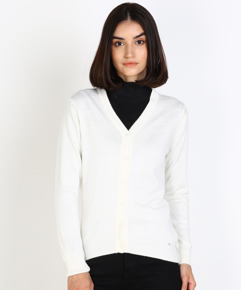 Women's Linen/Cotton Cropped Cardigan, White