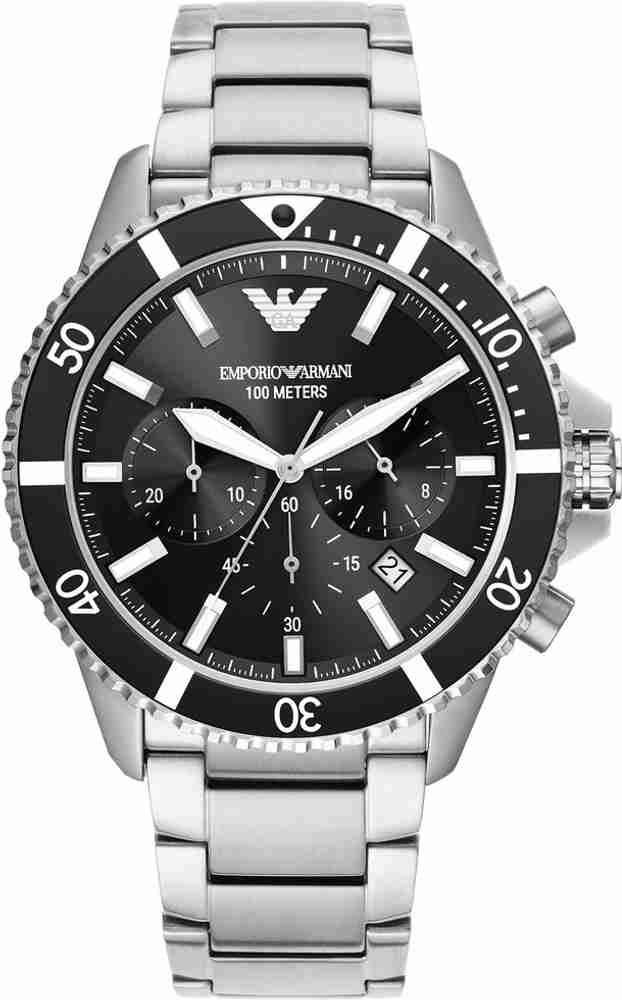 Silver and 2025 black armani watch