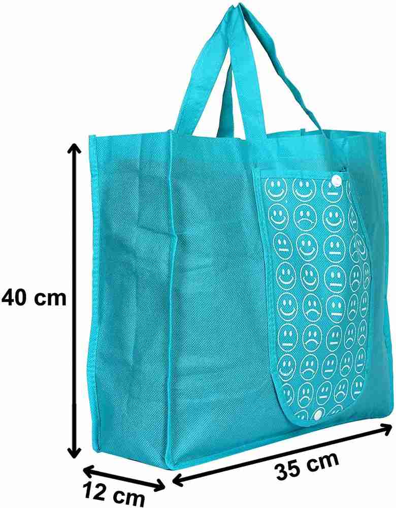 D Lite Foldable Reusable Smiley Printed Shopping Bag with One
