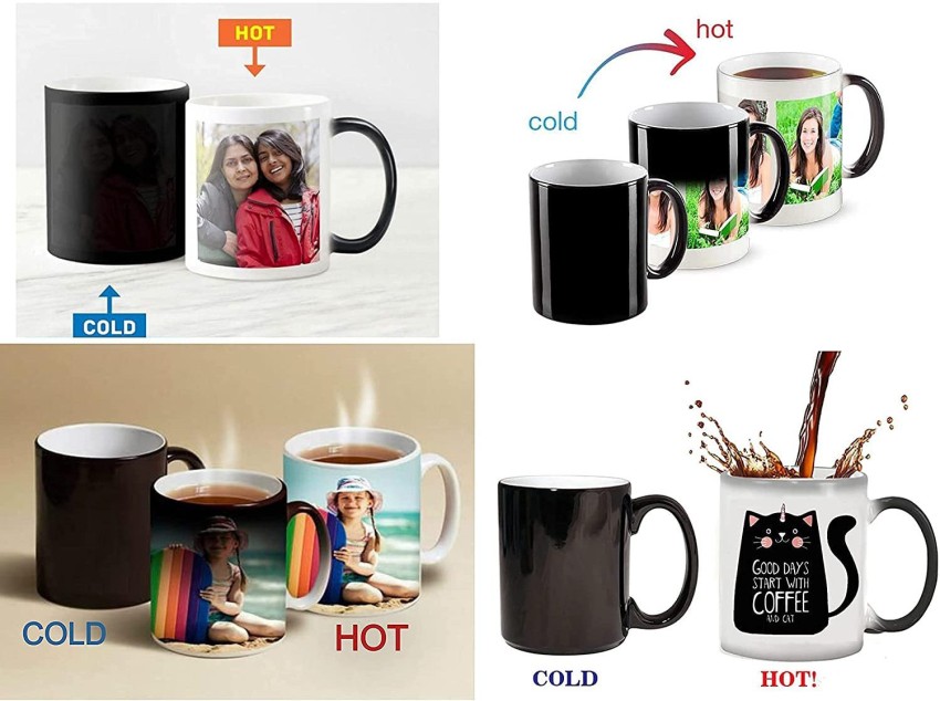 Black Printed Hot & Cold Magic Mug, Size: 350ml