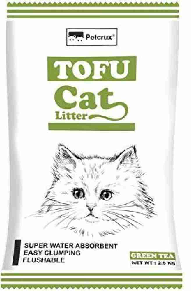 Petcrux Tofu Cat Litter Natural Cat Litter Flushable Cat Litter Clumping Plant Cat Litter Ultra Odour Control Cat Litter Dust Free Low Tracking Cat Litter 6 L 2.5 Kg Green Tea